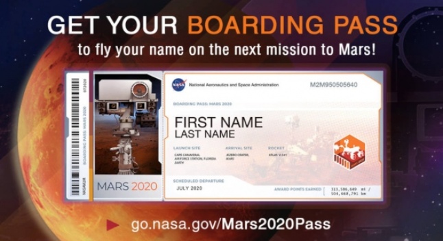 გაგზავნეთ თქვენი სახელი მარსზე NASA-ს მარსმავალით