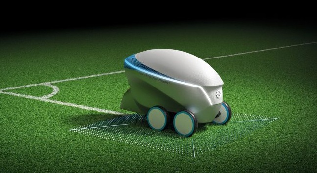 Nissan-ის ახალი რობოტი, რომელიც ნებისმიერ ადგილას საფეხბურთო მოედანს ხატავს